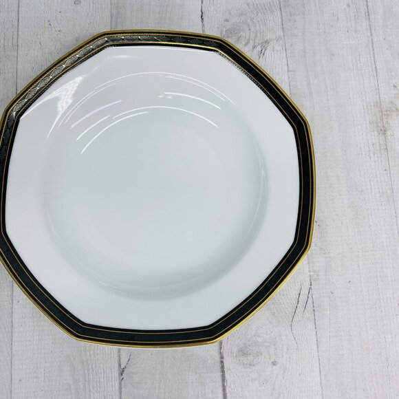 Christopher Stuart BLACK DRESS China Octagonal Large Rim  Pasta Soup Bowl Set 3 - Picture 4 of 13
